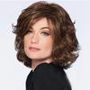 European and American Fashionable Women's Short Curly Hair Wig, Brown Slanted Bangs, High-temperature Silk Wig Headband