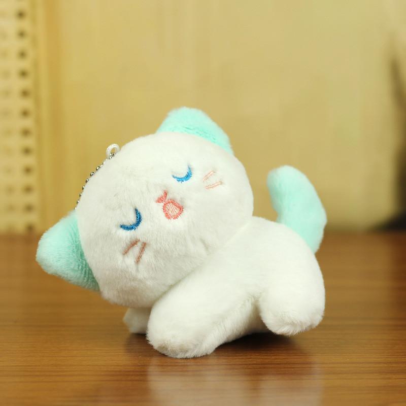 Adorable Plush Cat Keychain Soft Toy Cute Gray And Purple Cat Doll Accessories