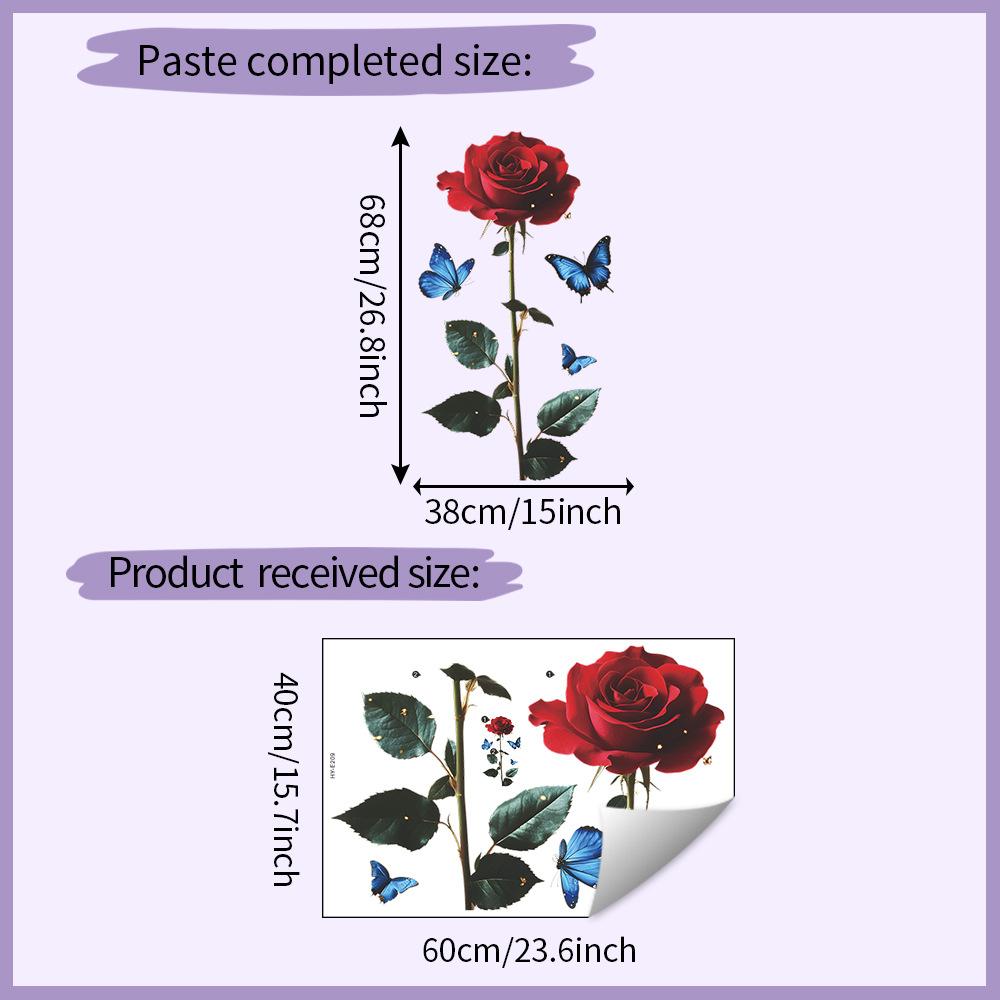 Rose Floral Butterfly Wall Sticker Self-Adhesive Removable Home Decor Art 40x60CM разноцветный