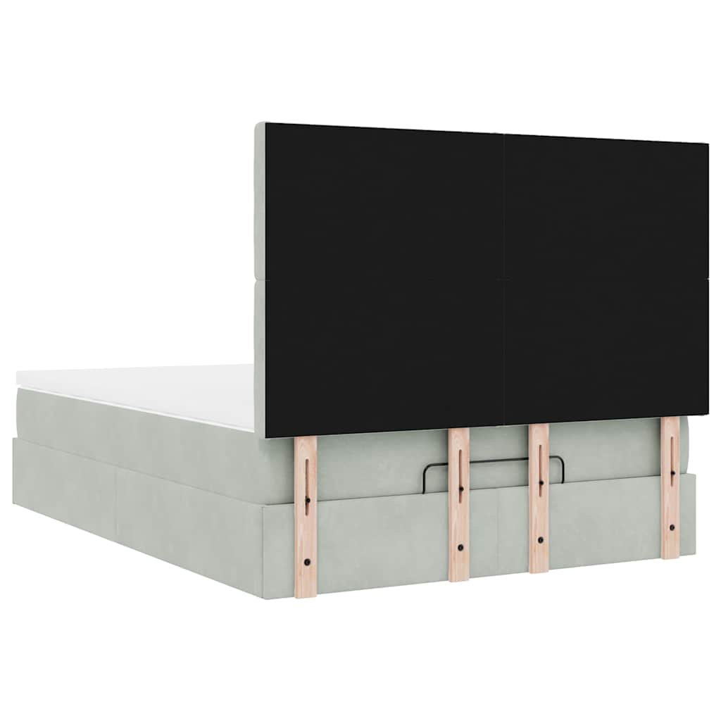 Ottoman Bed with Mattress Light Grey 140x190 cm Velvet