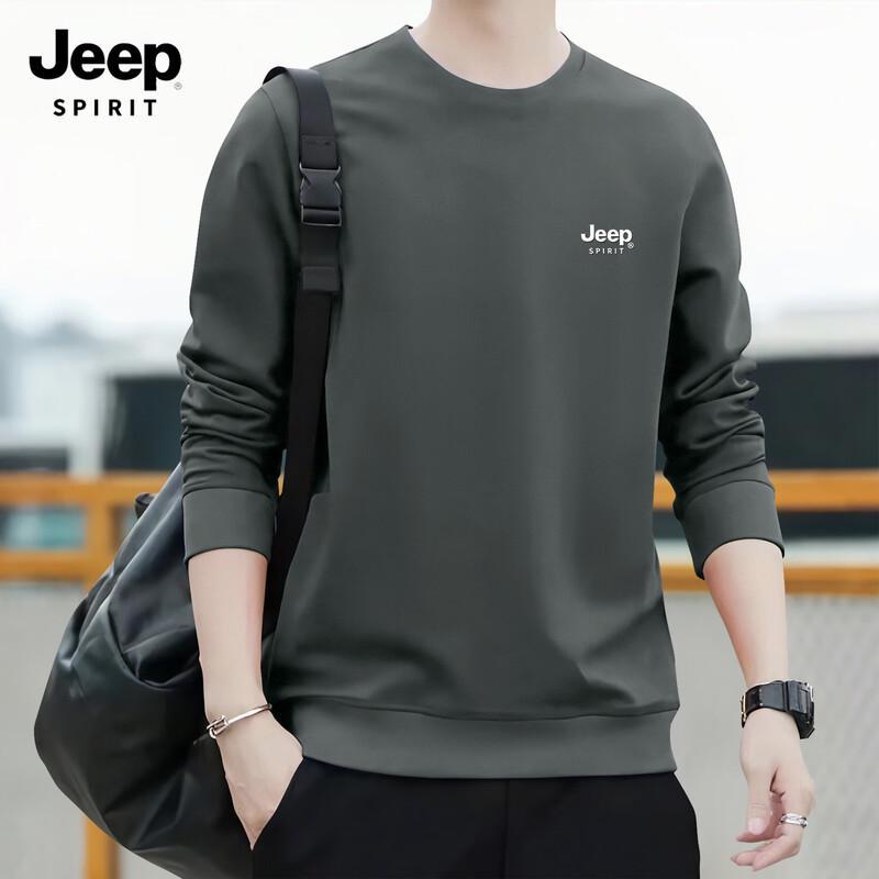 JEEP SPIRIT Men's 2025 Fall 3D Logo Round Neck Sweatshirt