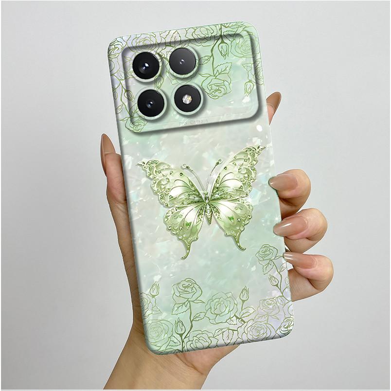 Shockproof Phone Case for Xiaomi Poco X6 Pro 5G Redmi K70E Pretty Butterfly Flowers Soft TPU Shell Poco X6Pro Bumper Back Cover