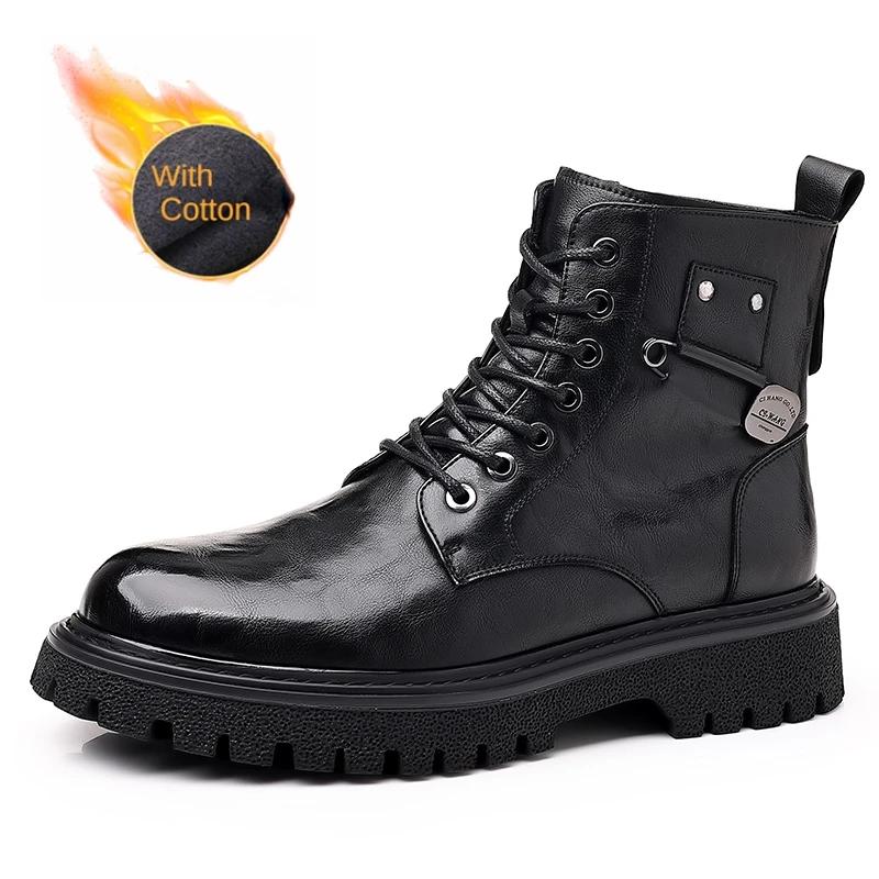 Fashion Italian Ankle Boots Winter Work Boots Men's Business Boots Wear-resistant Soles Men's Casual Boots Cold Resistant Cotton Boots