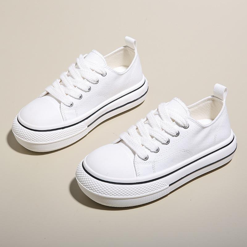 Spring and autumn new canvas shoes female students women's shoes low-top lace-up fashion casual board shoes ins trend white shoes