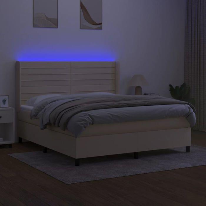 VidaXL Sommier à Lattes de Lit avec Matelas et LED, Lit Rembourré, Lit Double, Lit Adulte de Chambre à Coucher Intérieur, 3138410