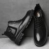 FashionHigh Quality Genuine Leather Motocycle Boots Mens Dress Shoes Upscale Men Boots Retro Casual Shoes Male Business Platform Shoes