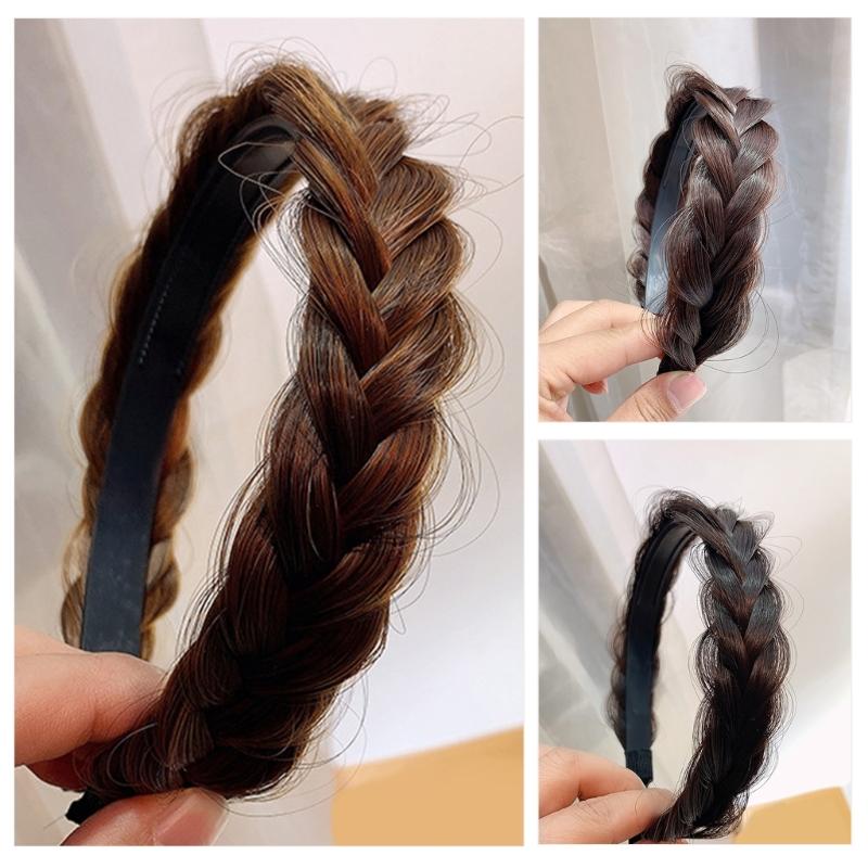 Women's Braided Hair Band High Elasticity Hairpiece Fashionable Hair Accesories Hairband for Girls Natural Look