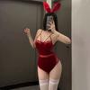 Pure lust babes sexy deep low cut bunny uniform cosplay lingerie velvet suspender onesie