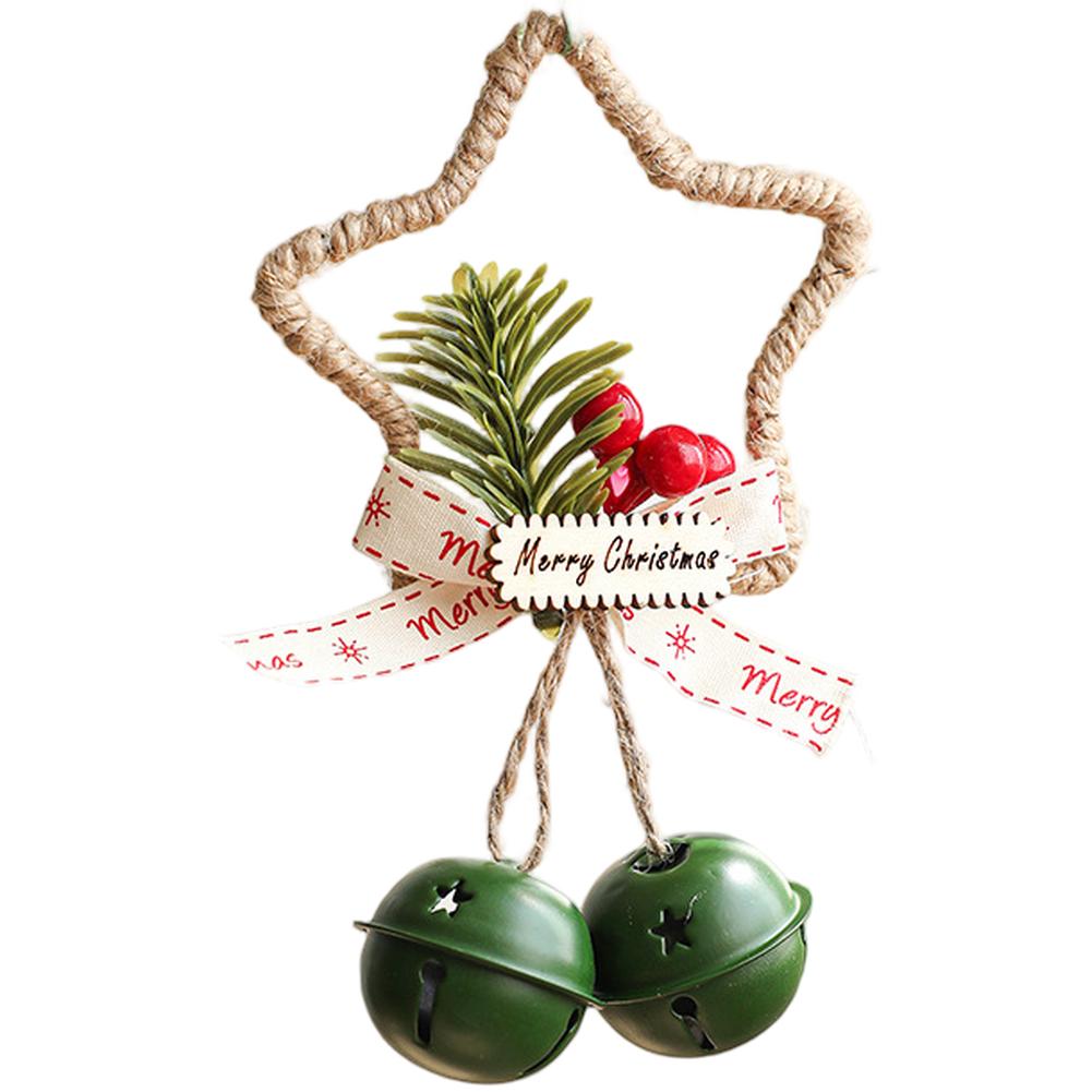 

Door Wall Hanging Christmas Star Decoration Charming Bell Accessory Classic Holiday Aesthetic Five-Point Star Design зелений