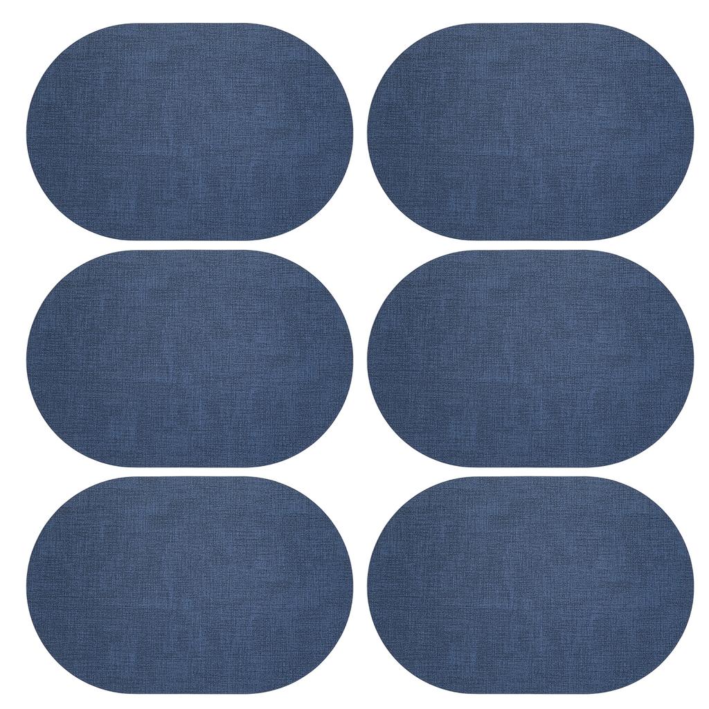 Set of 6 Oval Woven Placemats Heat Resistant Washable Table Mats for Dining Kitchen Tabletop Protection 12x18 Inch