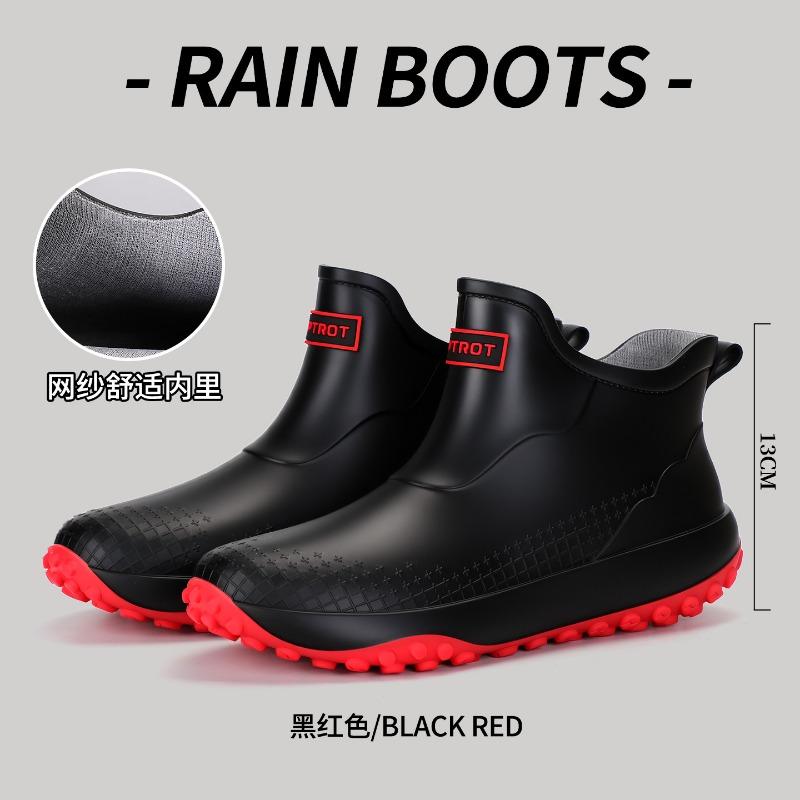 Short rain shoes couple men and women waterproof shoes non-slip rain boots wear-resistant students hiking cycling water boots outdoor wear warm