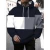 Men's Casual Athletic Hoodie with Unique Color-Block Graphics | Loose Fit Long Sleeve Outerwear for Daily Wear