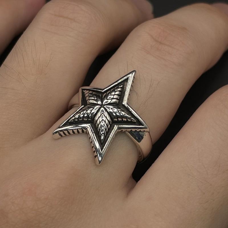 Adjustable Open Star Ring Men Women Vintage Rock Punk Geometric Copper Jewelry
