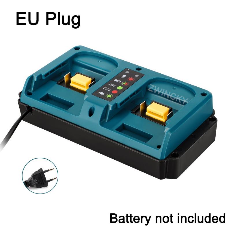 Replacement 18V DC18RD Dual Ports Battery Charger for Makita 18V Lithium Battery BL1830 BL1840 BL1850 BL1850B EU/US/UK/AU Plug EU Plug