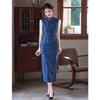 Soho dark green mesh printing summer long cheongsam women's 1011 summer new girls sleeveless young models