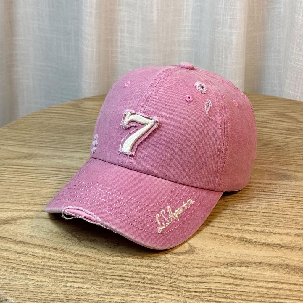 Washed and Distressed Soft Top Baseball Cap for Men and Women Versatile Korean Style Trendy Brand American Street Embroidered Letter Cap