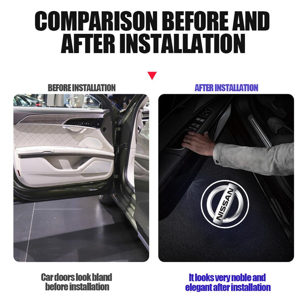 1/2/4Pcs Car HD Projector Lamp Car Door Wireless LED Welcome Light For Nissan X-trail Qashqai J11 Note Juke Sentra Patrol Navara