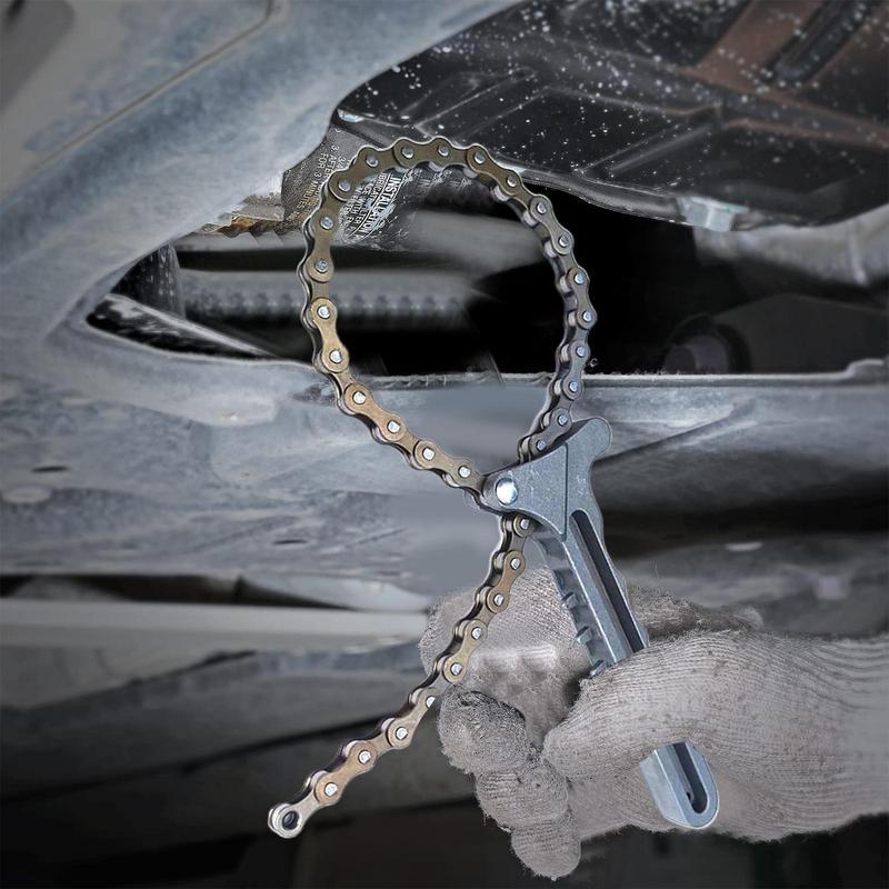 Oil Filter Chain Removal Tool Carbon Steel Chain Wrench For Pipe Fittings Adjustable Efficient Oil Filter Removal Car Repairing