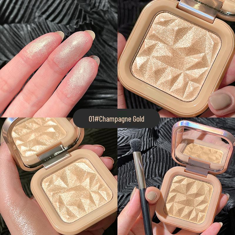 PIPL Iridescent Mist Highlighter Palette - Glitter Pearl Brightener in Natural Champagne Color.