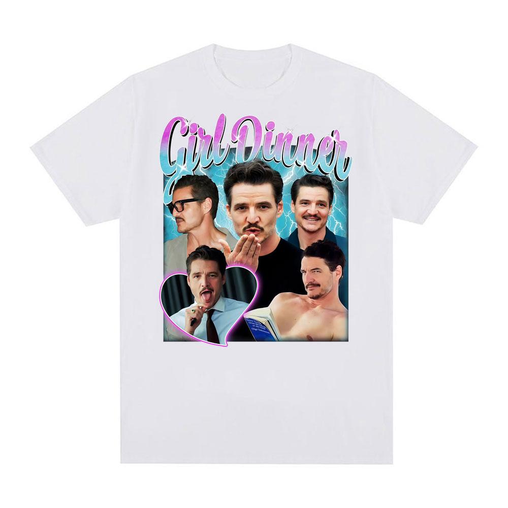 202526 Hotselling Pedro Pascal Girl Dinner Tshirt Cush Meme Funny Aesthetic Graphic Tshirt Oversized Cotton Short Sleeve