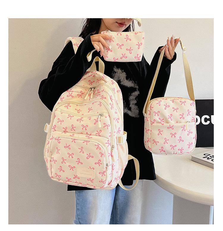 2025 Trendy Women's Three-Piece Backpack Set: Large Capacity, Fashionable College & Travel Bag