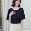 Sueeya Bowtie Short OL [Sueeya] Blouse, Style, Women's Shirt, Bicolor, Sleeve, Top, Slimming, Women, Stylish, Elegant, Cute, Casual, Business, Office,