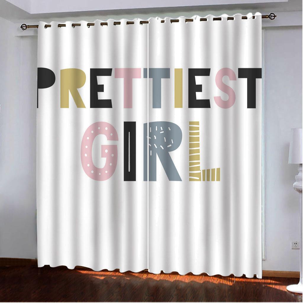 High Density Blackout Curtains Alphabet Series Digital Printing Curtains