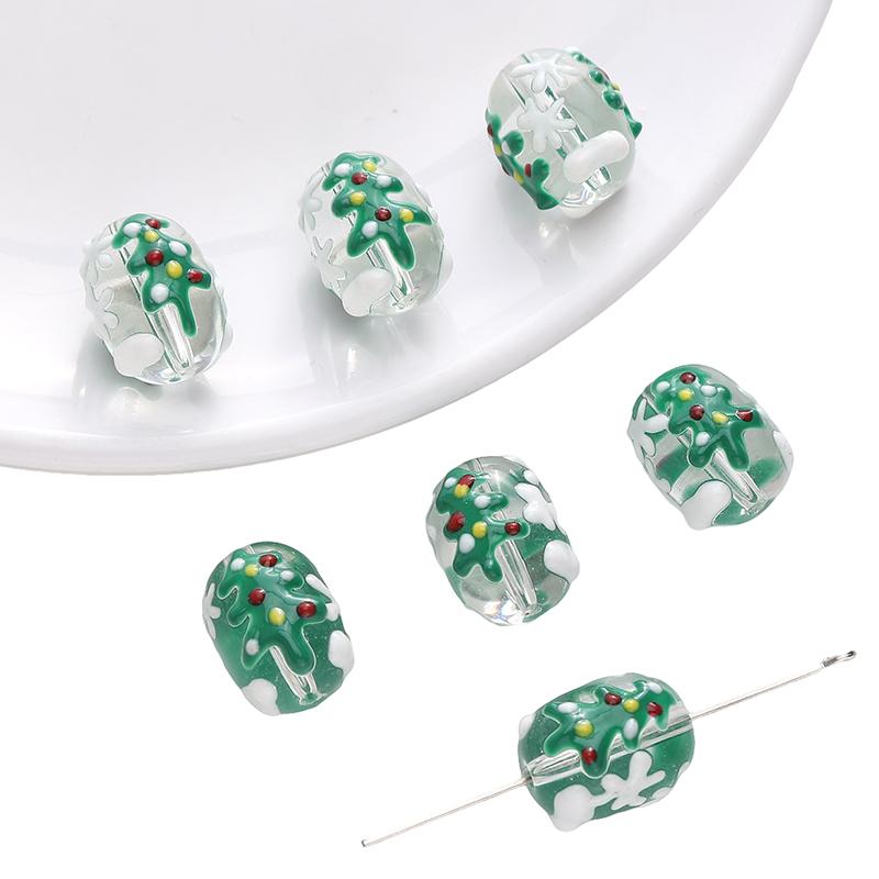 1pc/bag Christmas Series Glazed Colored Hand-Painted Beads DIY Bracelet Necklace Earrings Jewelry Accessories