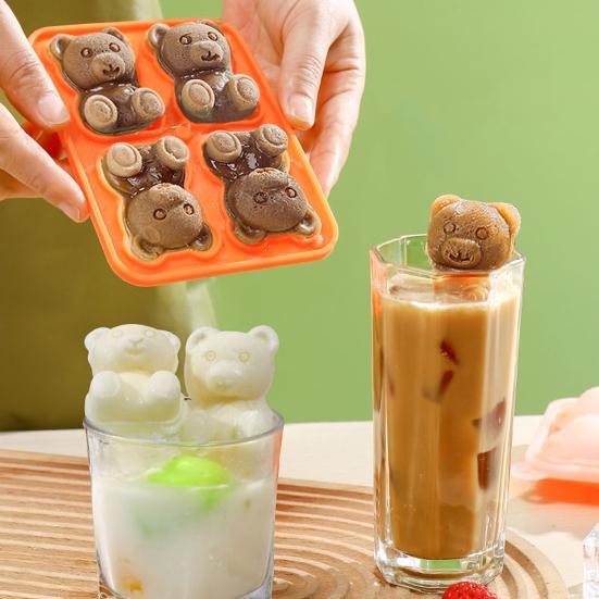 Ice Cube Mold Bear Shape Ice Making Mold Food-Grade Flexible Silicone Ice Tray for Drinks Candy Chocolate