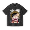 One Piece Luffy Vintage Yıkamalı Japon Tasarım Tişört Yüksek Kalite Sokak Giyimi Erkek Giyim 2026 Yaz Yeni Yıkama Tişört