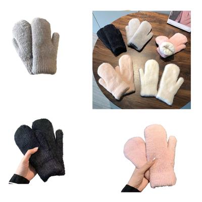 Faux Furs Mittens Women Winter Warm Gloves Faux Furs Gloves Stretchy Cuff Comfortable Wear for Skating Skiing Hunting