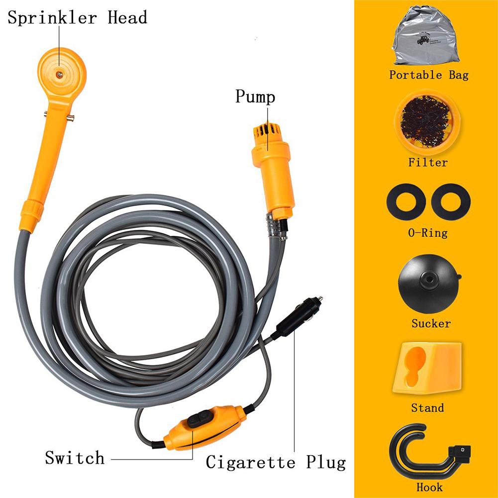 Camping Shower with 20L Water Bucket 12V Pump Hiking Travel Outdoor Electric Bath Show Plant Watering Car Washer Pet Cleaning