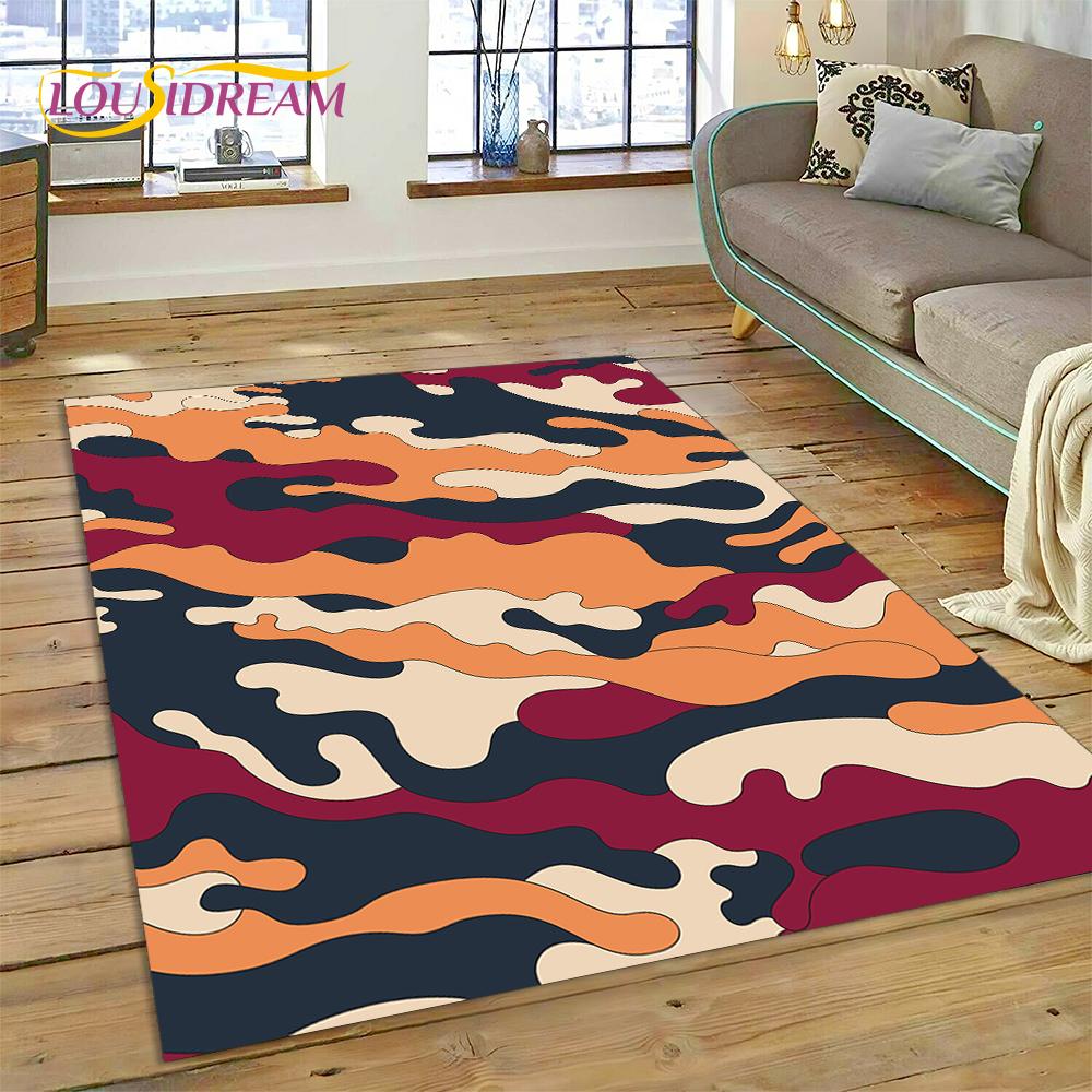 2025 Colorful Camo Green Camouflage Carpet Rug for Living Room Bedroom Home Sofa Decoration Play Area Rug Non-slip Floor Mat