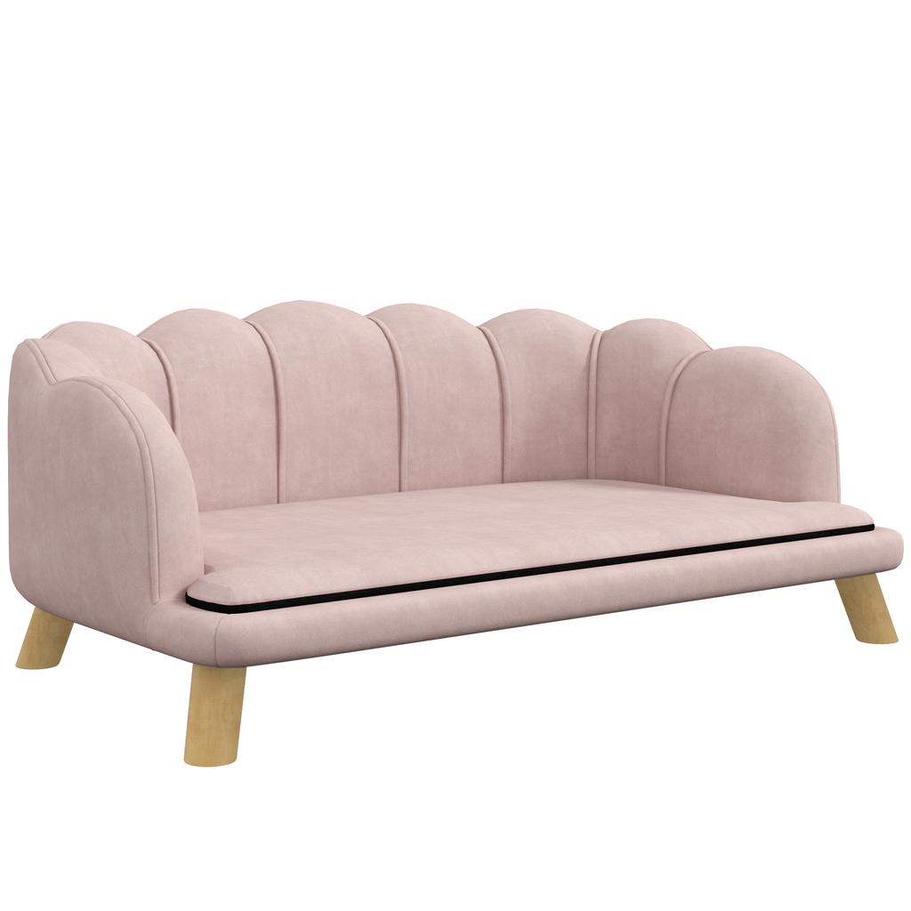 Pet Sofa for Medium and Large Dogs Up To 25 Kg, Sturdy Wood, Padded, Pink