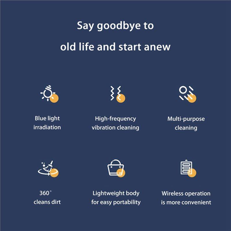 A78E-USB Powered 360° Cleaning Glasses Blue Light Irradiation Multifunctional Jewel Cleaner Fully Automatic Dirt Removal Jewelry