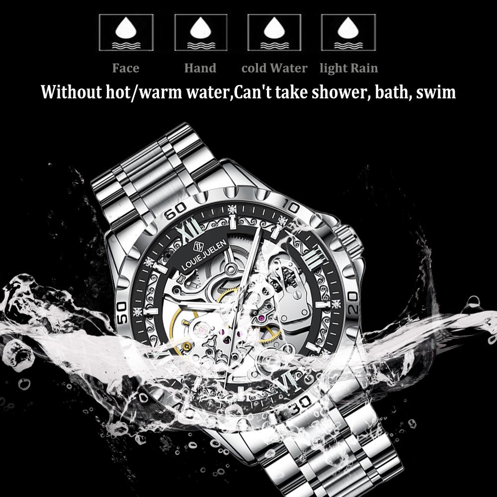 Hollow Skeleton Men's Mechanical Wristwatches Fashion Luminous Watch Men Business Waterproof Automatic Watch For Men