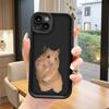 Cute Hamster Print Black Phone Case Suitable for iPhone 17 16 15 14 13 12 11 Pro/ Max /Plus Anti-fall and Shockproof