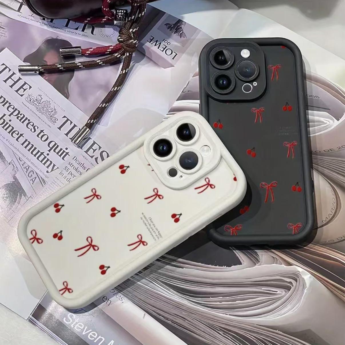 

Чехол для телефона с вишневым бантом для Apple 17 Pro Max/серии iPhone 16-13 Pro XR