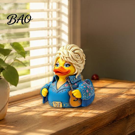 Music Legend Commemorative Item Parton Memorial Duck, Dolly Duck Figurine, Country Statue, Guitar-Themed Collectible Figurine Decorative Sculpture for