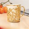 Tragbarer Verbrühschutz-Becherhalter Goldene Blume-förmige Papierbecherhalter Feiertagspartys