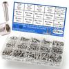 820-Piece M2-M4 Stainless Steel Hex Socket Button Head Bolt, Nut, and Washer Set