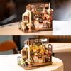 Rolife Miniature House Cafe Coffee Shop Miniature House Kit Dollhouse DIY 3D Puzzle LED Handmade Kit Assembly Wooden Puzzle Wood Craft Illustrated