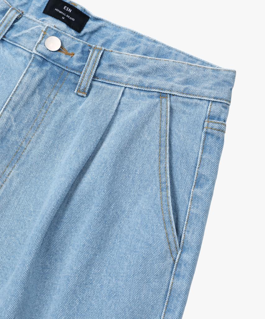 ESN Essential One-Pleat Denim Shorts Light Blue