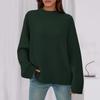 Womens Loose Round Neck Color Bell Sleeve Long Sleeve Knitted Sweater Top