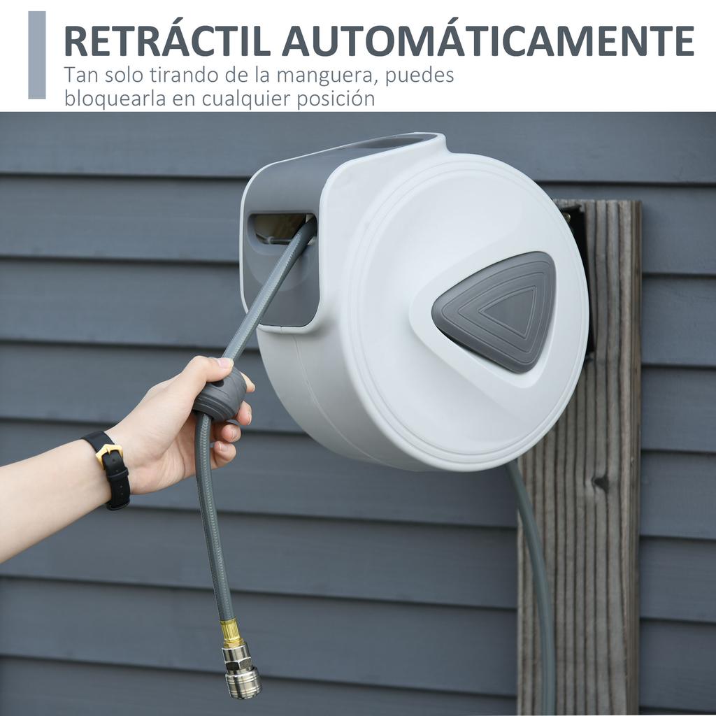 Automatic Compressed Air Hose Reel, 20m, 1/4" BSP Connector, 180 Degree Rotating Wall Mount, Gray