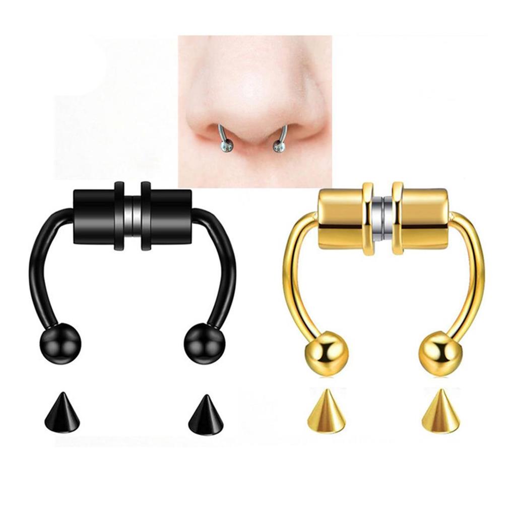 5 Paar Nicht-Piercing Stecker Trend Kleine Accessoires Tragus Ringe Creolen Punk Schmuck Nase Modischer Stil Körper Magnetstein