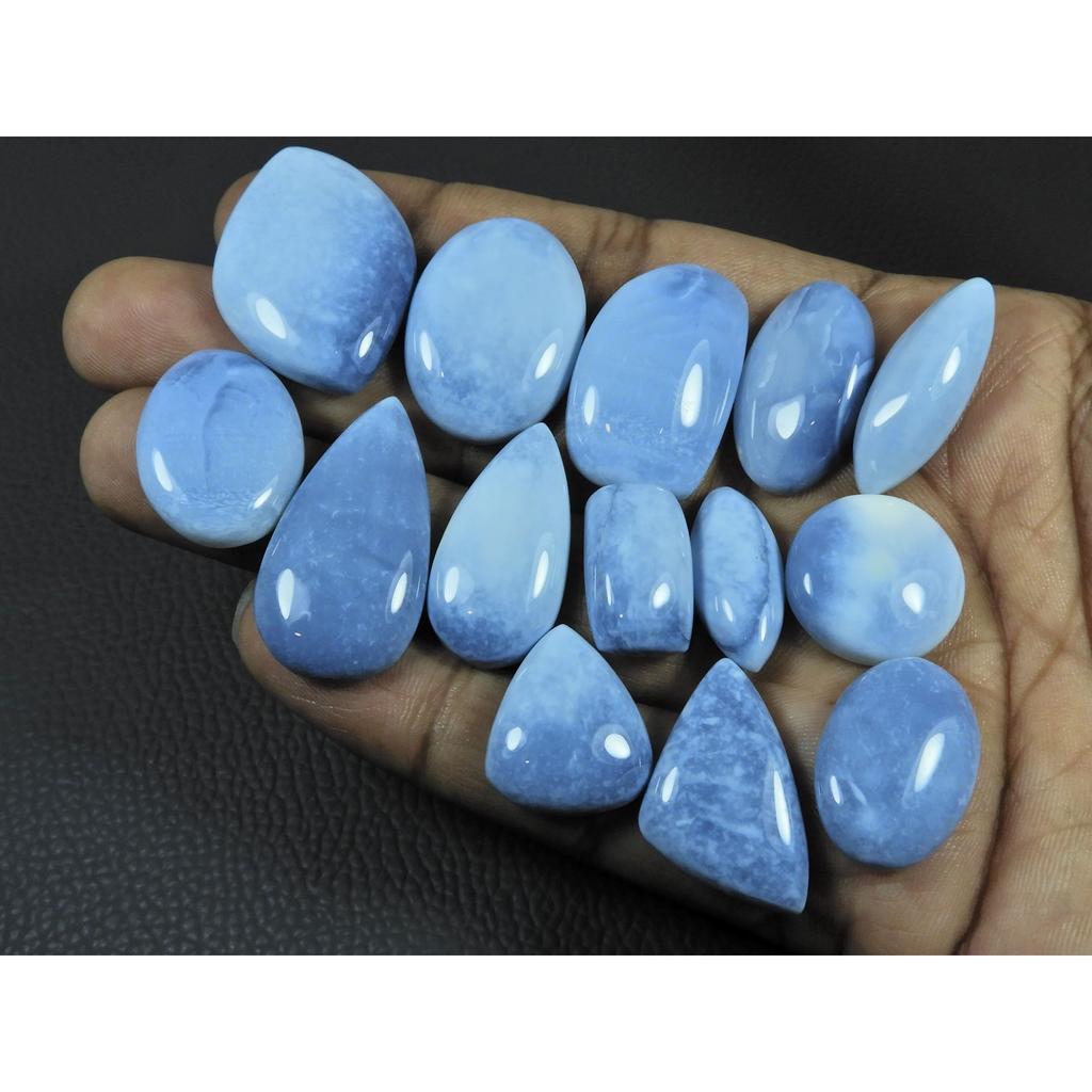 220Cts. Natural Owyhee Blue Opal Mix Shape Cabochon Loose Gemstone 14Pcs Lot C-3578