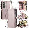 015 Style For Samsung Galaxy S24+ Wallet Case Anti-Drop Leather Phone Cover with Straps