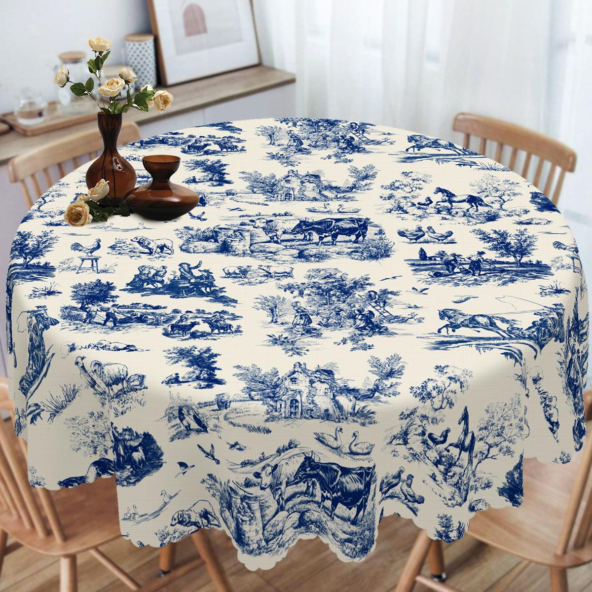 Onafhankelijkheidsdag Bloemenkrans Waterdichte Rechthoekige Tafelkleed Rood Blauw Bloemen Ster USA Vlag Tafelhoes voor Diner Keuken 180x180cm