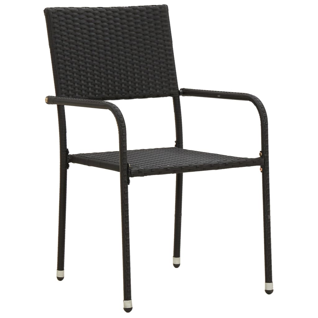 3 Piece Garden Dining Set Poly Rattan Black